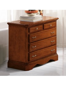 MOBILI 2G - COMO' ARTE POVERA LEGNO 5 CASSETTI INTARSIATO TINTA NOCE L.90 x P.45 H.84 (267) VISTA FRONTALE