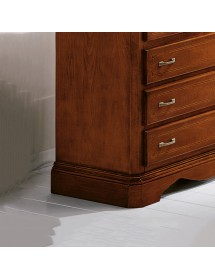 MOBILI 2G - COMO' ARTE POVERA LEGNO 5 CASSETTI INTARSIATO TINTA NOCE L.90 x P.45 H.84 (267) VISTA FRONTALE