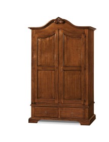 MOBILI 2G - ARMADIO 2 PORTE 2 CASSETTI ARTE POVERA LEGNO TINTA NOCE 122X60X204 (1206)