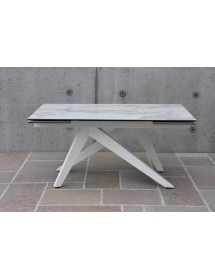 MOBILI 2G - TAVOLO BIG TABLE PIANO VETRO CERAMICA FINITURA MARMO MISURA L.160 P.90 H.76(APERTO 240 CM)