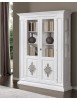 MOBILI 2G - VETRINA 2 PORTE IN LEGNO INTAGLIATA SHABBY BIANCO L.155 x P.48 H.215 (2178)