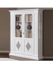 MOBILI 2G - VETRINA 2 PORTE IN LEGNO INTAGLIATA SHABBY BIANCO L.155 x P.48 H.215 (2178)
