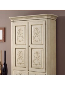 MOBILI 2G - Armadio 2 porte classico in legno avorio shabby 135x63x203 (1467) vista frontale