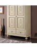 MOBILI 2G - Armadio 2 porte classico in legno avorio shabby 135x63x203 (1467) vista frontale