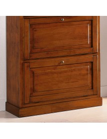 MOBILI 2G -  SCARPIERA 4 ANTE IN LEGNO MASSELLO TINTA NOCE L.80 x P.30 H.170 vista zoccolo