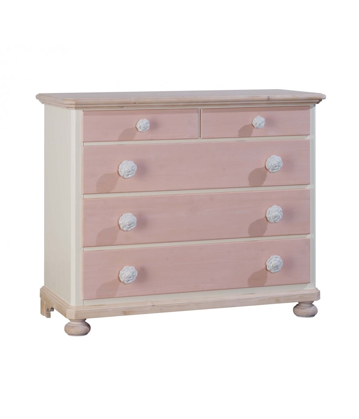 MOBILI 2G - COMO 5 CASSETTI IN LEGNO ROSA E MIELE L.118 P.52 H.99