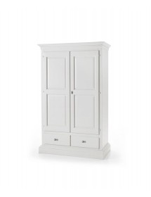 MOBILI 2G - Armadio 2 ante in legno classico bianco sporco 125x61x200