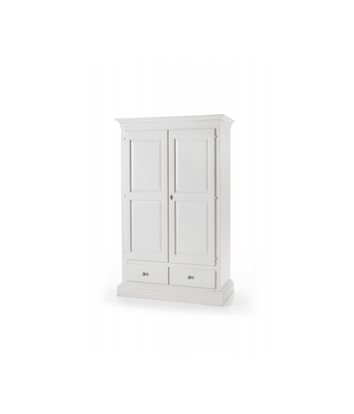 MOBILI 2G - Armadio 2 ante in legno classico bianco sporco 125x61x200