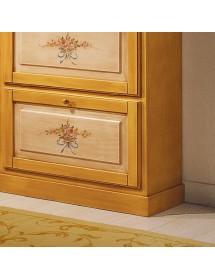 MOBILI 2G -  SCARPIERA 2 ANTE IN LEGNO MASSELLO GIALLO/BLU L.80 x P.30 H.93 (1217) VISTA FRONTALE