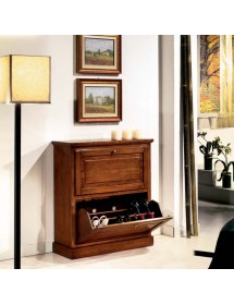 MOBILI 2G -  SCARPIERA 2 ANTE IN LEGNO MASSELLO GIALLO/BLU L.80 x P.30 H.93 (1217) VISTA FRONTALE