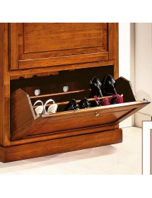 MOBILI 2G -  SCARPIERA 2 ANTE IN LEGNO MASSELLO GIALLO/BLU L.80 x P.30 H.93 (1217) VISTA FRONTALE