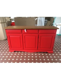 MADIA CREDENZA IN LEGNO LACCATO PENNELLATO ROSSO  L.156 P.42 H.85