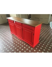 MADIA CREDENZA IN LEGNO LACCATO PENNELLATO ROSSO  L.156 P.42 H.85