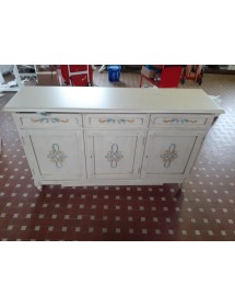 MOBILI 2G - MADIA CREDENZA CLASSICA AVORIO PENNELLATO CON DECORI 156x42x94 vista frontale