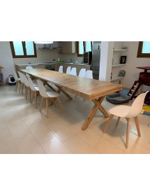 TAVOLO RETTANGOLARE A CROCE ALLUNGABILE IN ROVERE NODATO NOBILITATO L.160 P.90 H.76 (1683)