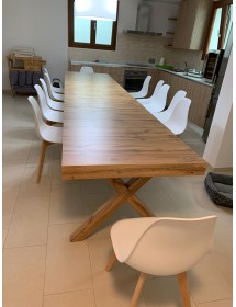 TAVOLO RETTANGOLARE A CROCE ALLUNGABILE IN ROVERE NODATO NOBILITATO L.160 P.90 H.76 (1683)