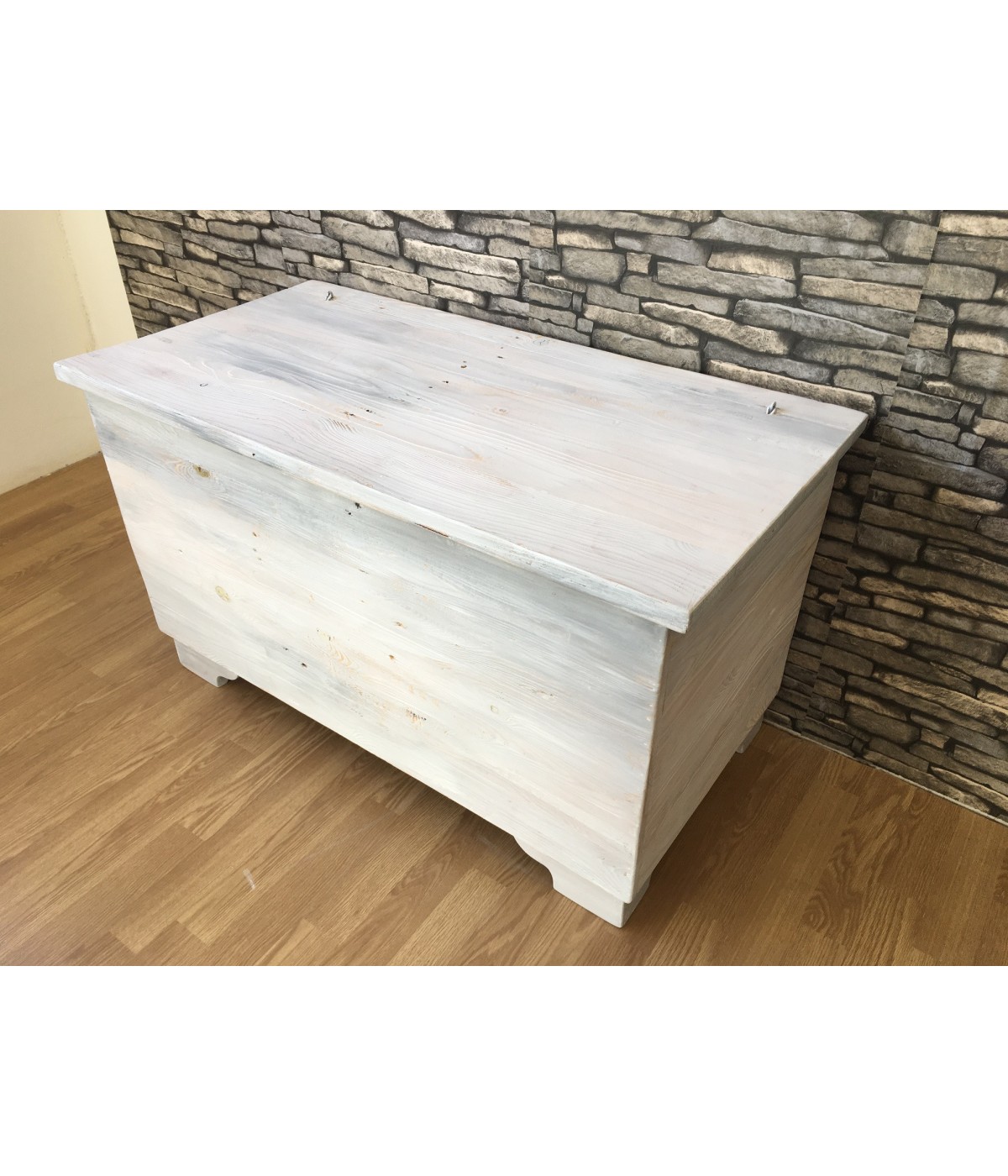 MOBILI 2G - CASSAPANCA IN LEGNO MASSELLO SPAZZOLATO  L.95 P.48,5 H.55