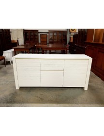 MOBILI 2G - MADIA MODERNA 2 ANTE E 2 CASSETTI ABETE BIANCO SPAZZOLATO  L.185P.50H.84 VISTA FRONTALE