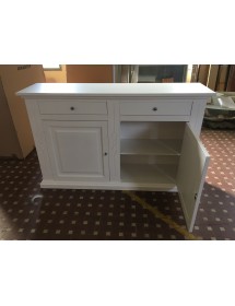 MOBILI 2G - CREDENZONE CLASSICO LEGNO SHABBY 2 PORTE 177x48x110 VISTA FRONTALE PORTA APERTA