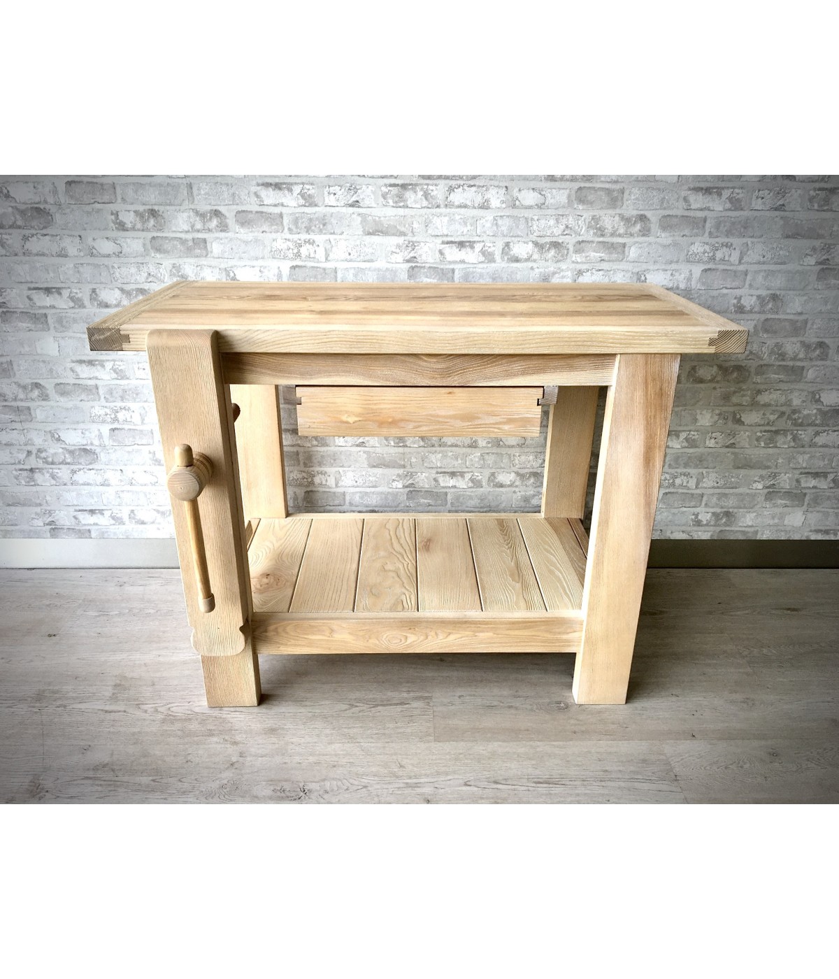 BANCO DA FALEGNAME IN LEGNO FRASSINO MASSELLO CON MORSA