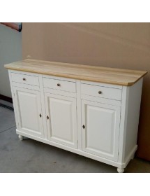MOBILI 2G - Credenza napoletana shabby chic 3 porte 3 cassetti in legno bicolore povera L.150 x P.45 H.98