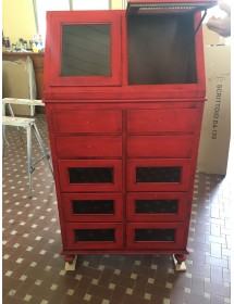 MOBILI 2G - DISPENSA ARTE POVERA SHABBY LEGNO ROSSO ANTICATO 80X42X153 vista frontale