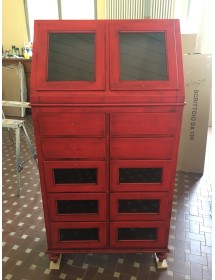 MOBILI 2G - DISPENSA ARTE POVERA SHABBY LEGNO ROSSO ANTICATO 80X42X153 vista frontale