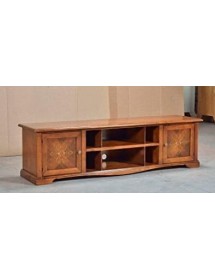 MOBILI 2G - PORTA TV 2 PORTE LEGNO ARTE POVERA TINTA NOCE 205X50X58 VISTA FRONTALE