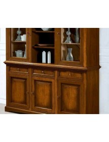 MOBILI 2G - CRISTALLERIA IN LEGNO 3 ANTE TINTA NOCE L.170 P.46 H.215