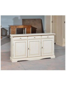 MOBILI 2G - CREDENZA  CON BUGNA IN LEGNO AVORIO PATINATO ARTE POVERA