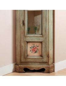 MOBILI 2G - Mobile Angolo in legno 1 porta 3 ripiani arte povera laccato verde 49X31X116 (1333) vista frontale