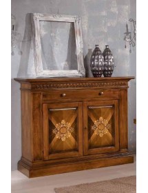 MOBILI 2G - MADIA CREDENZA IN LEGNO 2 PORTE BASSANO INTARSIATA L.151 P.54 H.122