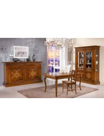 MOBILI 2G - VETRINA 2 PORTE IN LEGNO CON INTARSI L.157 x P.49 H.213
