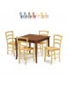 Set tavolo quadrato a libro noce 90x90 100x100 allungabile con 4 sedie gialle