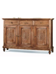 MADIA CREDENZA 3 PORTE LEGNO ARTE POVERA NOCE CONSUMATO 104X43X98