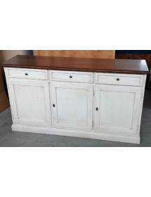 MOBILI 2G - Madia Credenza Shabby chic bicolore in legno 3 porte l.156 p.42 h.85