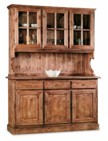 MOBILI 2G - CRISTALLIERA 3 ANTE IN LEGNO MASSELLO DI PINO SHABBY CHIC