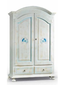 MOBILI 2G - ARMADIO 2 PORTE SHABBY LEGNO BIANCO CONSUMATO 125X61X200