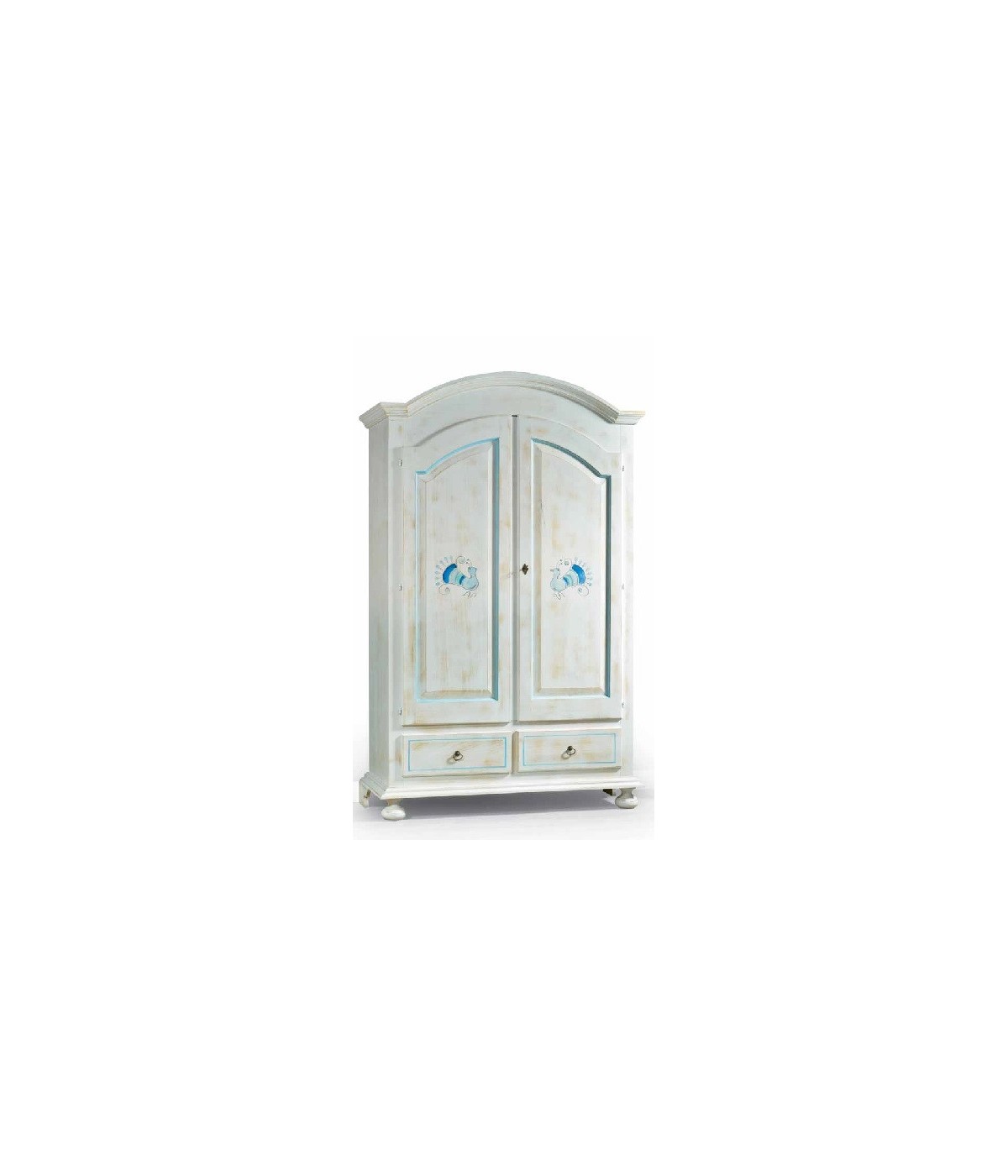 MOBILI 2G - ARMADIO 2 PORTE SHABBY LEGNO BIANCO CONSUMATO 125X61X200