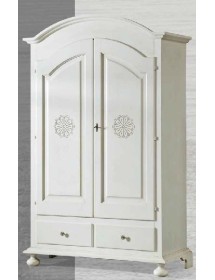 MOBILI 2G - ARMADIO 2 PORTE CLASSICO IN LEGNO BIANCO OPACO 125X61X200