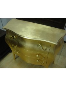 MOBILI 2G - Comò 3 cassetti bombato 116x45x85xORO (1311) vista frontale