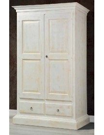 ARMADIO 2 PORTE LEGNO SHABBY BIANCO ANTICATO 125X61X200