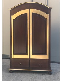 MOBILI 2G - ARMADIO IN LEGNO 2 ANTE ARTE POVERA NOCE E FOGLIA ORO 125X61X200