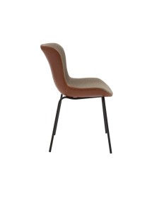 SET 4 SEDIE IMBOTTITE ECOPELLE/TESSUTO GAMBE NERE ACCIAIO