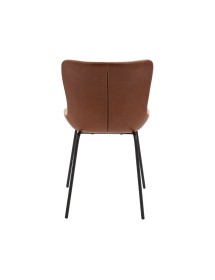 MOBILI 2G - SET 6 SEDIE IMBOTTITE ECOPELLE/TESSUTO GAMBE NERE ACCIAIO