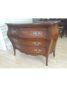 Comò classico bombato legno 3 cassetti tinta noce bassano 118x50x85