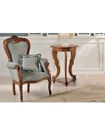 MOBILI 2G - POLTRONA IMBOTTITA IN LEGNO MASSELLO INTAGLIATA CON FREGI