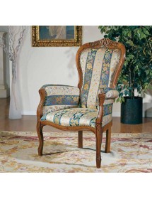 MOBILI 2G - POLTRONA IMBOTTITA IN LEGNO MASSELLO INTAGLIATA CON FREGI