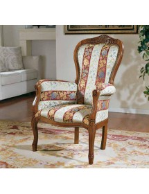 MOBILI 2G - POLTRONA IMBOTTITA IN LEGNO MASSELLO INTAGLIATA CON FREGI