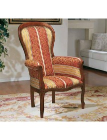 MOBILI 2G - POLTRONA IMBOTTITA IN LEGNO MASSELLO INTAGLIATA CON FREGI